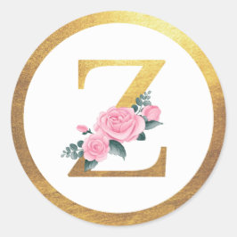 Adesivo Letra Z Monograma Rosas Rosa Floral e Elegante Dou