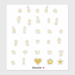 Adesivo Letras com palitos de alfabeto de fonte Dourada e