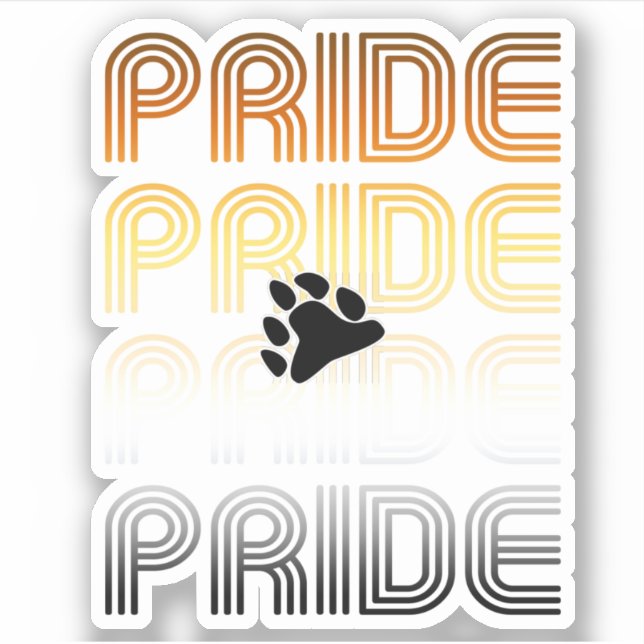 Adesivo Letras de Design de Pata Orgulho do Urso Retro (Frente)