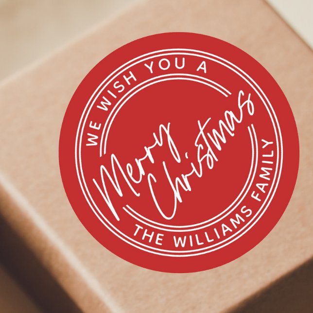 Adesivo Letras de Script Feliz Natal (Simple hand lettered script merry christmas gift tag.)