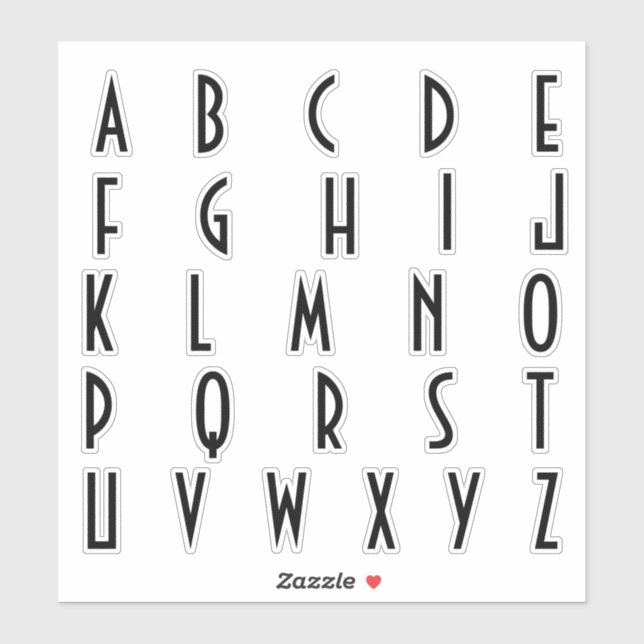 Adesivo Letras iniciais de monograma alfabético (Folha)