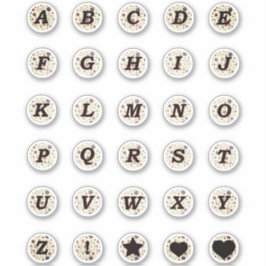 Adesivo Letras Pretas Flores Minúsculas Monograma Beige Al
