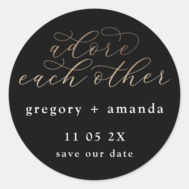 Adesivo Letreiros Elegantes de Folha de Ouro Preto (Frente)