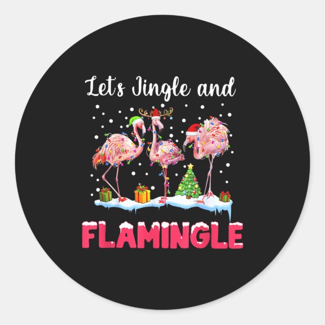 Adesivo Let's Jingle And Flamingle Funny Flamingo Christma (Frente)
