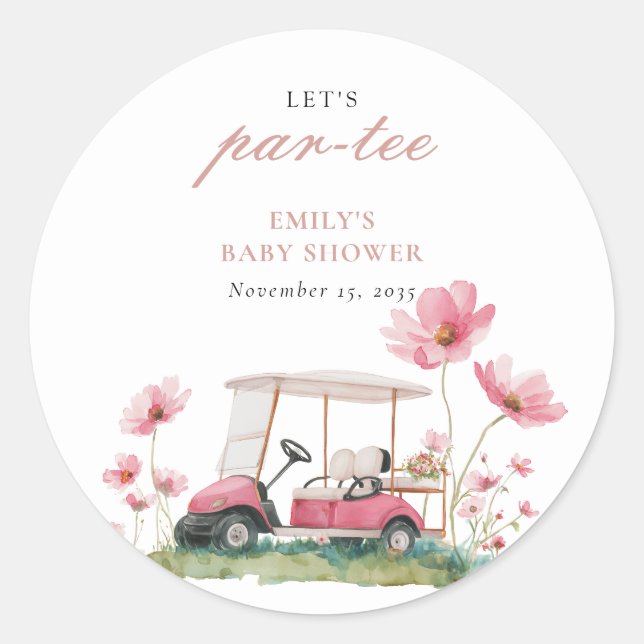 Adesivo Let's Par-tee Golf Baby Shower (Frente)