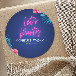 Adesivo Let's Party Neon Electric Pink Birthday Woman