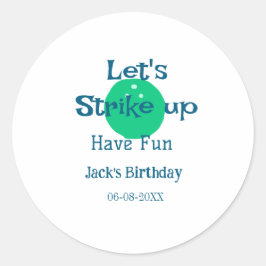 Adesivo Let's strike up have fun green ball birthday name 
