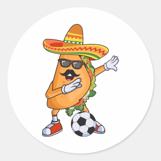 Adesivo Let's Taco Bout Soccer Dabbing Taco Cinco de Mayo  (Frente)