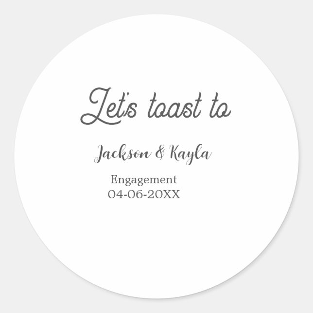 Adesivo Let's toast to engagement party name date elegant  (Frente)