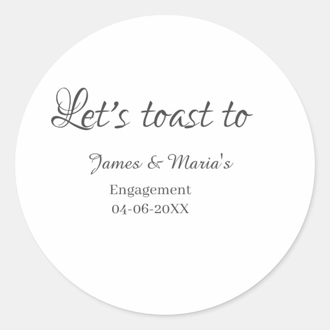 Adesivo Let's toast to engagement party name date elegant  (Frente)