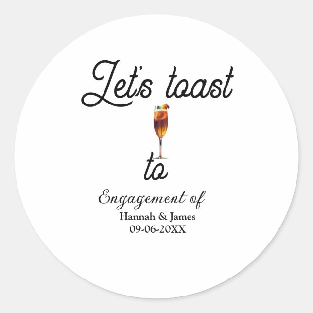 Adesivo Let's toast to engagement party name date glass (Frente)