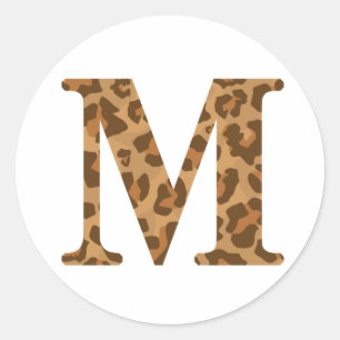 Adesivo Letter M First Name Monogram Initial Leopard Print