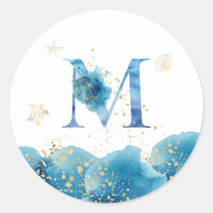 Adesivo *~* LETTER M - Sea Ocean Beach Envelope Sticker