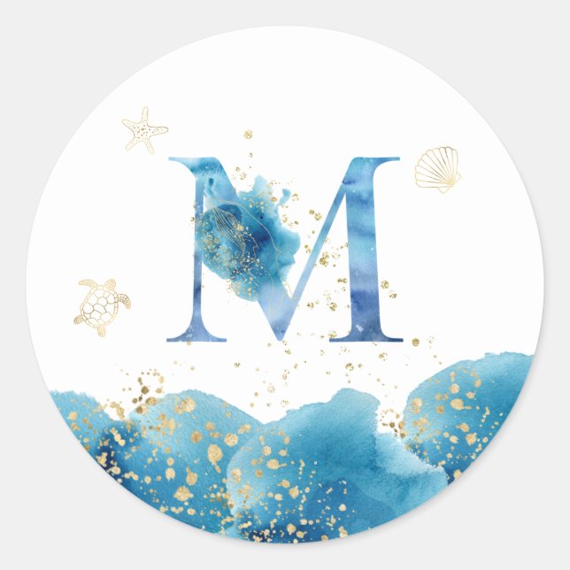 Adesivo *~* LETTER M - Sea Ocean Beach Envelope Sticker (Frente)