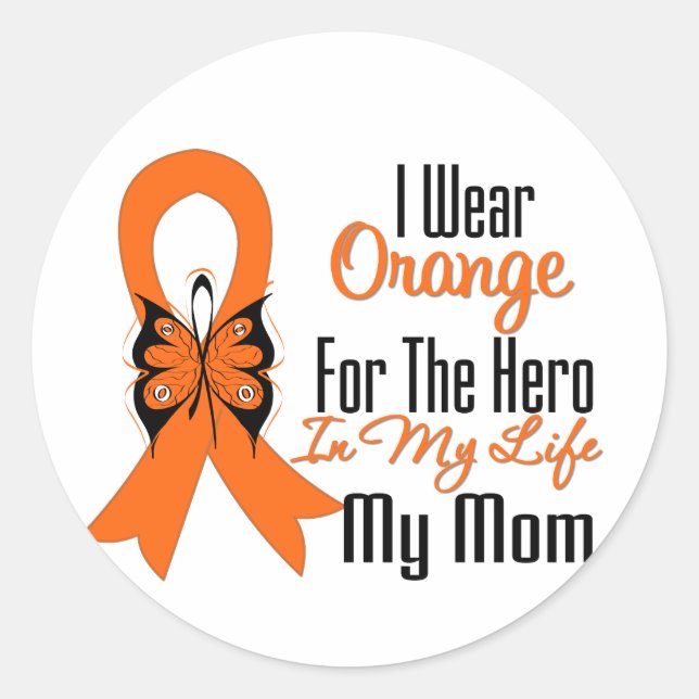 Adesivo Leucemia Orange Ribbon Hero Minha Mãe (Frente)