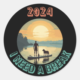 Adesivo Levante o conselho de pá surfando com o cachorro