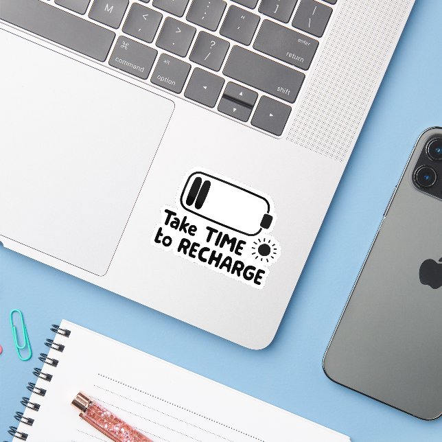 Adesivo Levar tempo para receber - Autoatendimento (Notebook com iPhone)