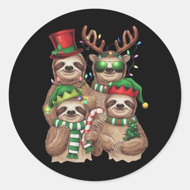 Adesivo Leve Feliz de Natal Slothmas Sloth Lover Gift (Frente)