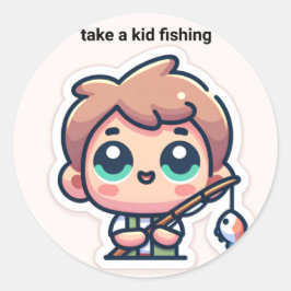 Adesivo leve uma criança pescando