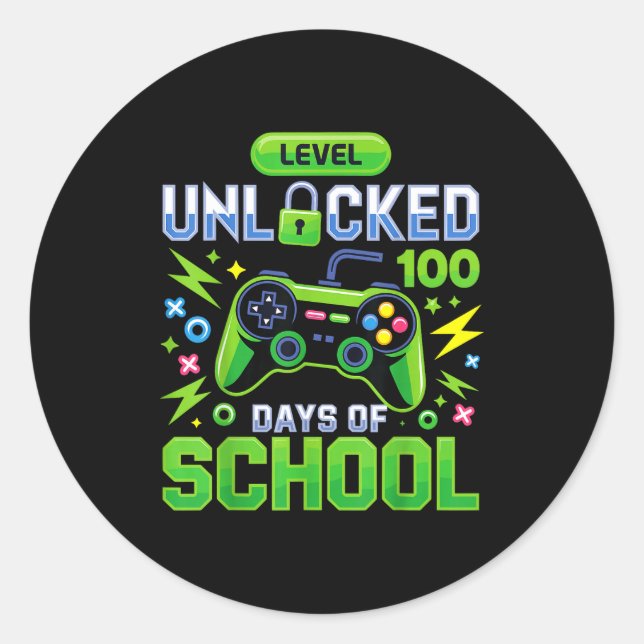 Adesivo Level 100 Days Of School Unlocked Funny Video Game (Frente)