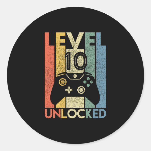 Adesivo Level 10 Unlocked Shirt Funny Video Gamer 10th Bir (Frente)