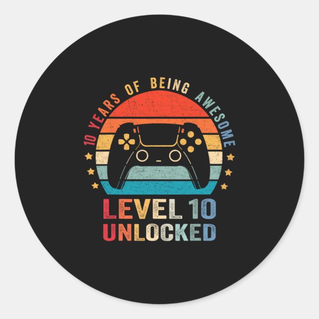 Adesivo Level 10 Unlocked Shirt Funny Video Gamer 10th Bir (Frente)