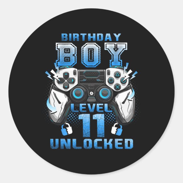 Adesivo Level 11 Unlocked Video Gamer 11th Birthday Boys  (Frente)