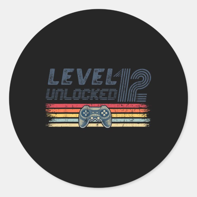 Adesivo Level 12 Unlocked Video Game 12th Birthday Gamer B (Frente)