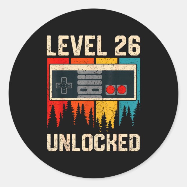 Adesivo Level 26 Unlocked Video Game Controller Birthday M (Frente)