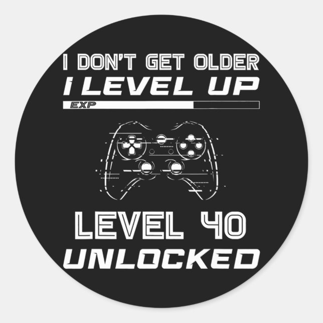 Adesivo Level 40 Unlocked Gamer 40th Birthday Decorations (Frente)