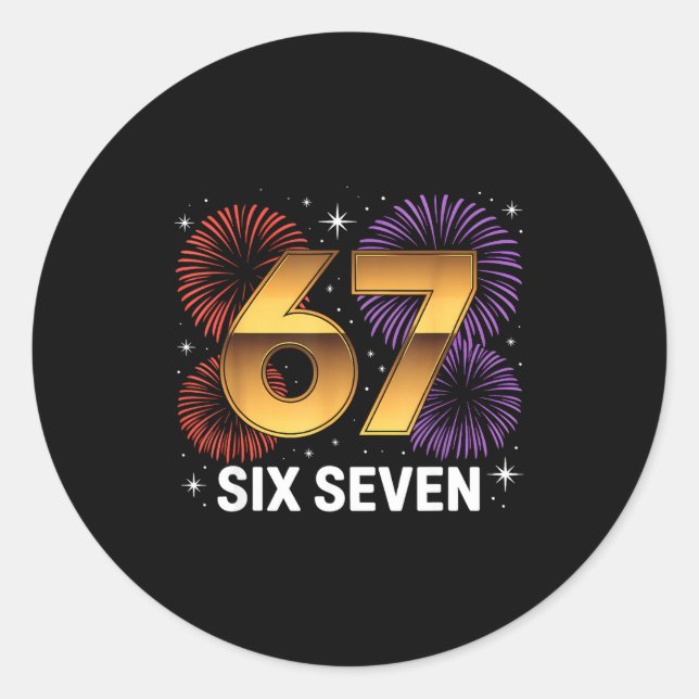 Adesivo Level 67 Complete Six Seven Birthday Fireworks  (Frente)