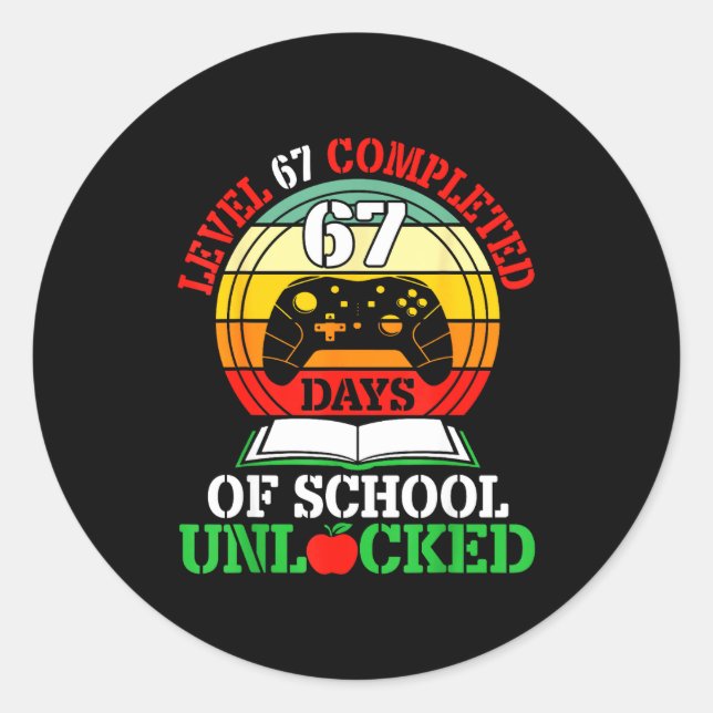 Adesivo Level 67 Completed Days Of School Unlocked Gamer S (Frente)