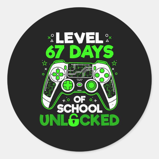 Adesivo Level 67 Days Of School Unlocked Boys 67th Day Of  (Frente)