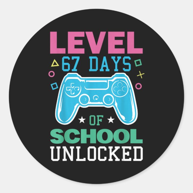 Adesivo Level 67 Days Of School Unlocked Funny 6 7 Meme Ga (Frente)