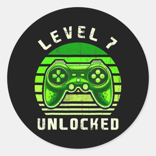 Adesivo Level 7 Unlocked Video Game 7th Birthday Gamer (Frente)