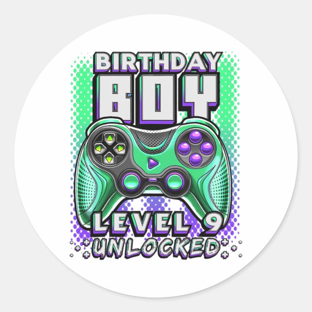 Adesivo Level 9 Unlocked Video Game 9th Birthday Gamer (Frente)