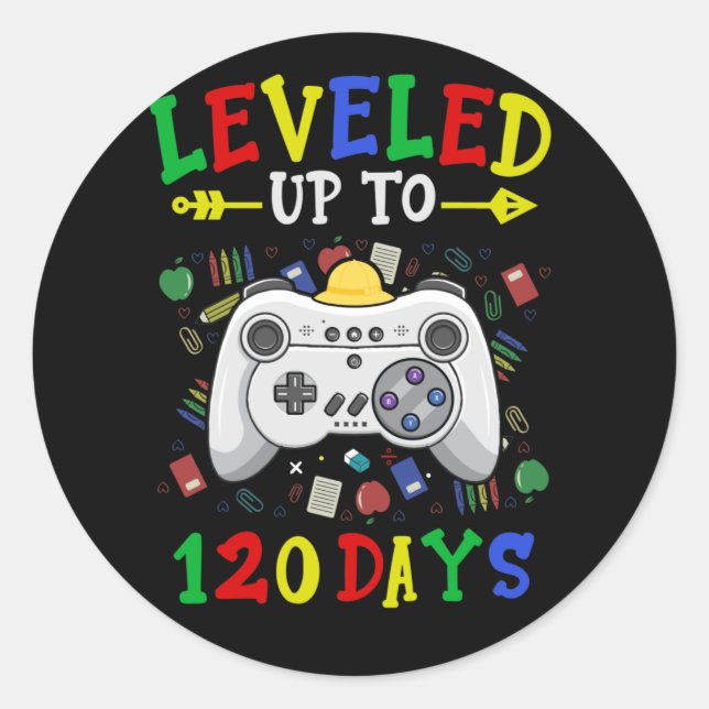 Adesivo Level Up 120 Days Of School Video Games Teacher (Frente)