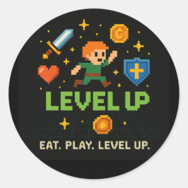 Adesivo Level Up Gamer Sticker – Retro Pixel Gaming Art