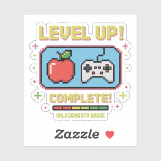 Adesivo Level Up to 8th Grade Unlocked | Funny Gamer 