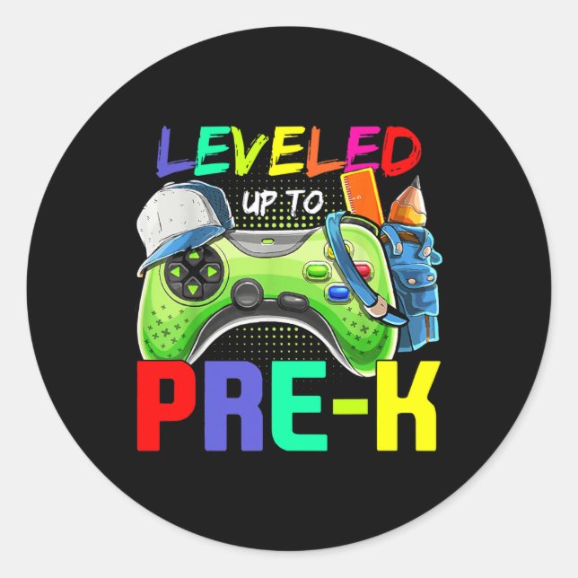 Adesivo Leveled Up To PreK Gamer Back To School First Day  (Frente)