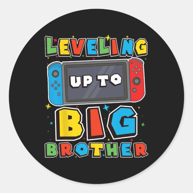Adesivo Leveling Up To Big Brother For Gamer Boys Kids Men (Frente)