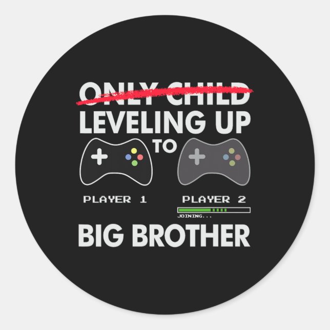 Adesivo Leveling Up To Big Brother Shirt - Video Game Play (Frente)