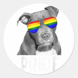 Adesivo LGBT Cachorro de Orgulho gay Pitbull Sombra Óculos