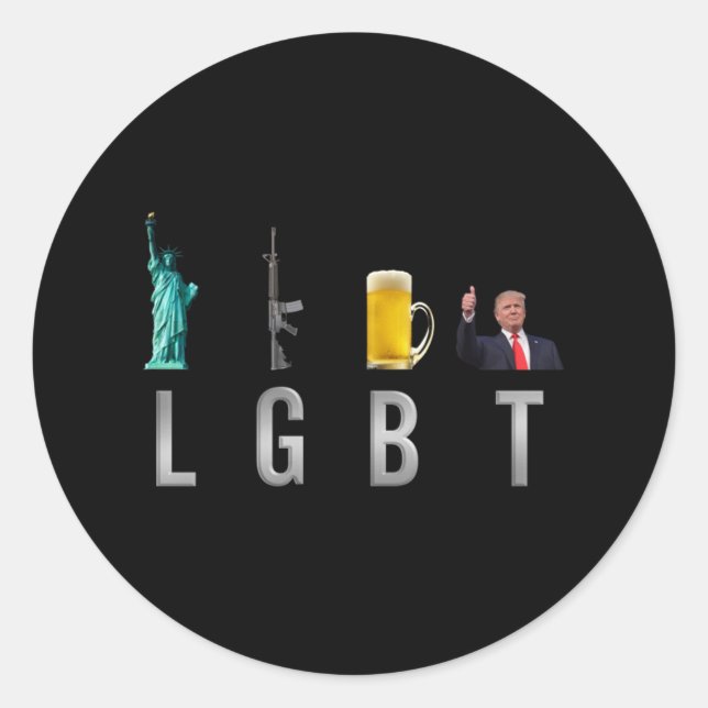 Adesivo LGBT - Liberty Guns Beer Trump 6 (Frente)