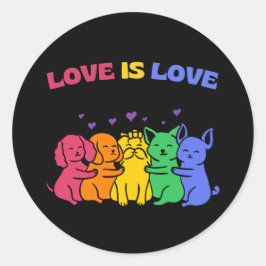 Adesivo LGBT Love é Love Colorful Cats and Dogs Stickers