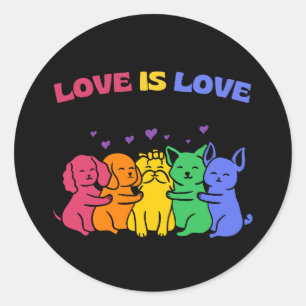Adesivo LGBT Love é Love Colorful Cats and Dogs Stickers