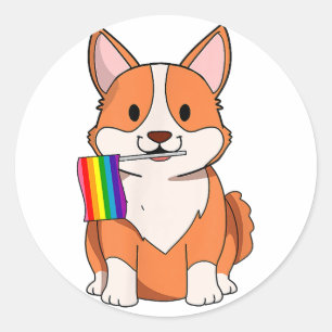 Adesivo LGBT Orde Cute Corgi Dog com bandeira arco-íris Ga