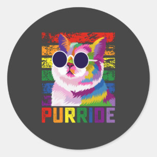 Adesivo LGBT Tie Dye Prid Cat Purride Gay Rainbow Retro