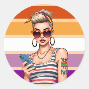 Adesivo LGBTQ Lésbica com aparência sarcástica