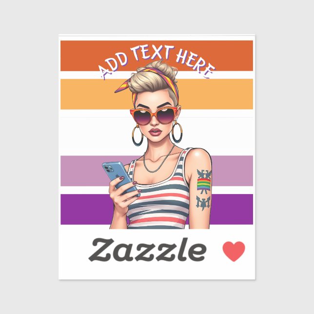 Adesivo LGBTQ Lésbica com aparência sarcástica (Folha)